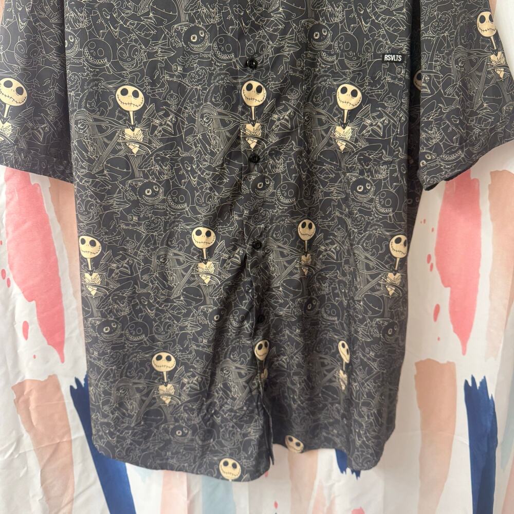 RSVLTS Disney Nightmare Before Christmas Halloween Bone Daddy Button Down Shirt - Picture 7 of 15